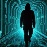 "A visually striking and metaphorical representation of the evolving cybersecurity threat landscape. Abstract digital patterns and AI-generated code form a complex, almost predatory network, subtly encompassing a human silhouette engaging with digital devices. Elements like subtle deepfake distortions, elusive phishing hooks, and ransomware lock icons are woven into the digital fabric, highlighting the sophisticated and personal nature of modern attacks. The overall mood is one of subtle unease and vulnerability in a high-tech, intricate digital world. Use a rich, deep color palette with glowing accents, conveying complexity and hidden dangers."