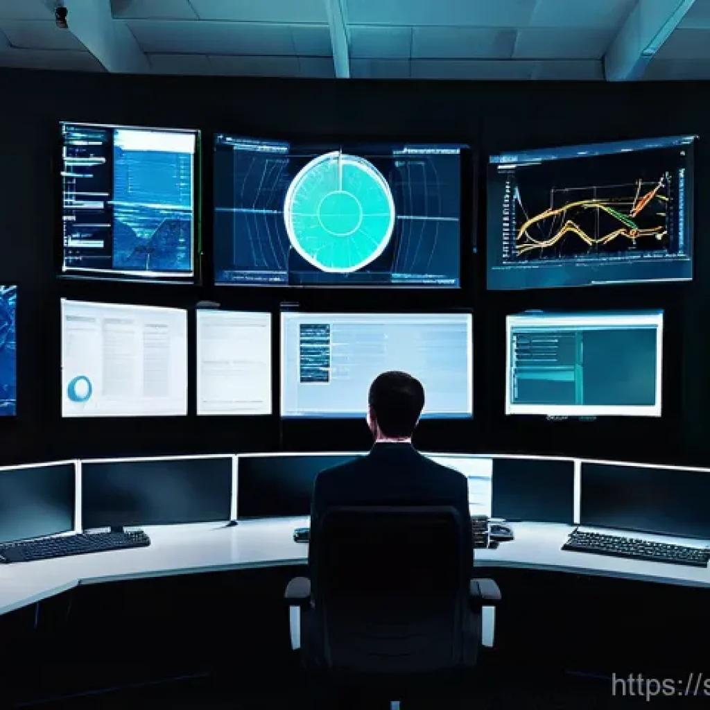 보안관제센터와 SOC 차이점 - **Prompt:** A split image contrasting two cybersecurity scenarios. On the left, a single, static sur...