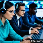보안관제센터로의 전환 경로 - **Prompt 1: Modern SOC Team at Work**
    A diverse team of cybersecurity analysts, male and female,...